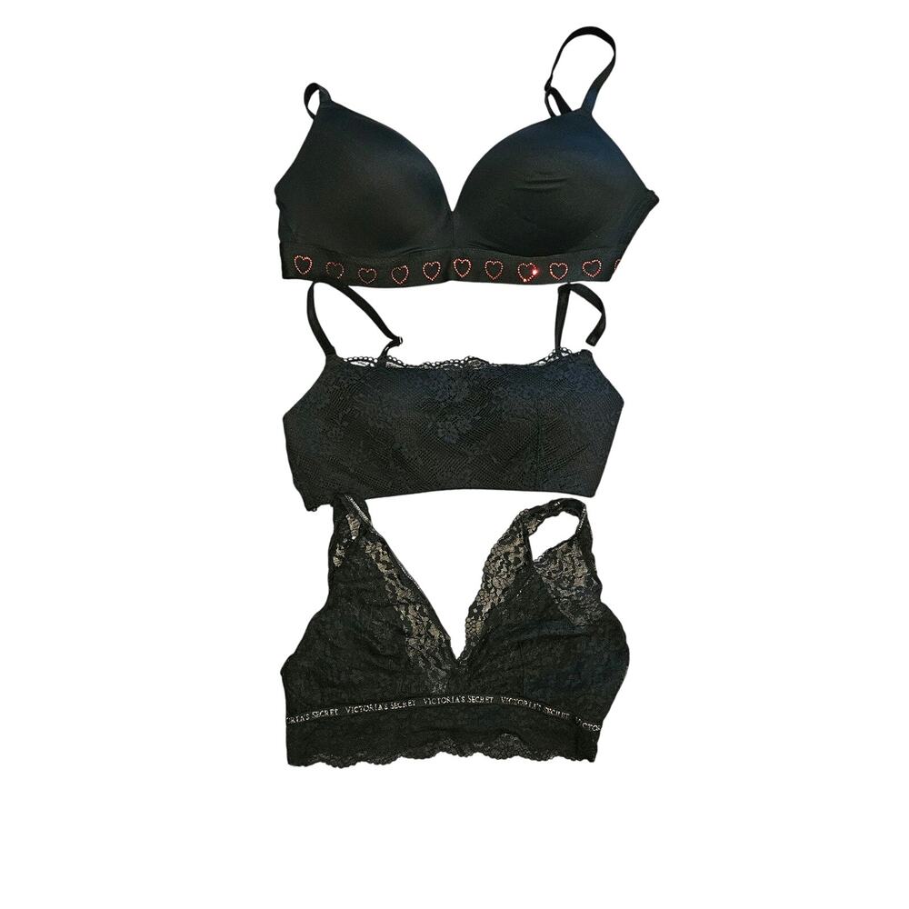 Victoria's secret lace bra lot large 36dd cami black  comfort bralette push-up